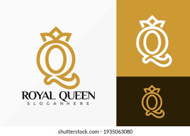 Royal Queen Crown Logo Vector Design. Abstract emblem, designs concept, logos, logotype element for template.