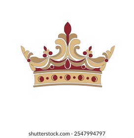 ROYAL QUEEN AND KING CROWN DECORATED WITH PRECIOUS STONES AND GOLD