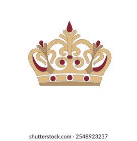 ROYAL QUEEN AND KING CROWN DECORATED WITH PRECIOUS STONES AND GOLD