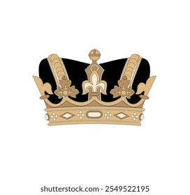 ROYAL QUEEN AND KING CROWN DECORATED WITH PRECIOUS STONES AND GOLD