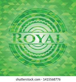 Royal realistic green emblem. Mosaic background. Vector Illustration. Detailed.