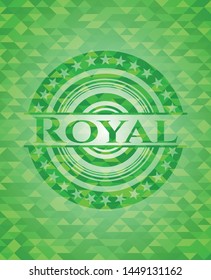 Royal realistic green emblem. Mosaic background. Vector Illustration. Detailed.