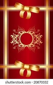 Royal red card with floral elements