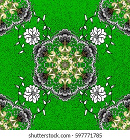 Royal retro background. Pattern golden elements. Design vintage for card, wallpaper, wrapping, textile. Vector. Floral classic texture. Gold template.