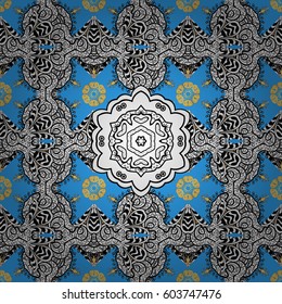 Royal retro background. Vector illustration. Design vintage for card, wallpaper, wrapping, textile. Gold template. Floral classic texture. Seamless pattern golden elements.