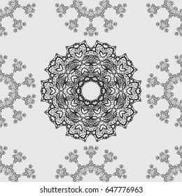 Royal retro on gray background. Seamless pattern dim elements. Design vintage for card, wallpaper, wrapping, textile. Vector illustration. Floral classic texture. Dim template.
