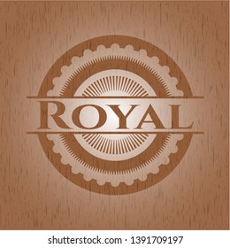 Royal retro style wooden emblem. Vector Illustration.