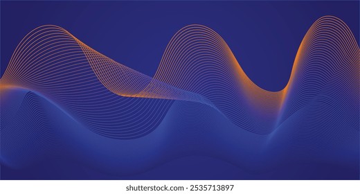 Fondo en forma de Vector abstracto dinámico azul rico real. Cubierta 3D del Anuncio de presentación de negocios para la venta. Rápido movimiento naranja y azul en forma de decoración