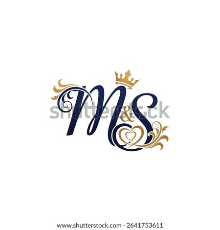 Royal Romantic Logo for Letter M with Letter S 