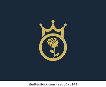 Royal Rose Flower Logo Concept sign icon symbol Element Design. Spa, Beauty Shop, Floral Logotype. Vector illustration template