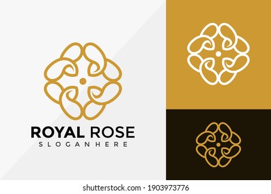 Royal Rose Flower Logo Design, Brand Identity Logos Designs Vector Illustration Template