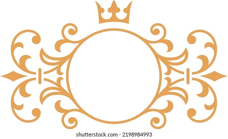 Royal round monogram template. Flourish decorative logo