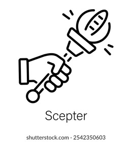 Royal scepter icon in line style