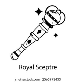 A royal sceptre hand drawn style icon 