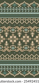 Royal Scroll Ornament Traditional Ancient Embroidery of Wealth Elaborate Exquisitely Pattern for textiles, wallpapers, packaging for an elegant, timeless look. Detailed Rich Border Seamless Vector.