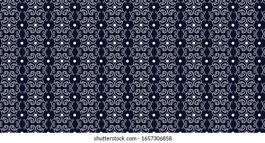 Royal scrollwork ornament background, classic elegant pattern , vector, white, deep blue color 