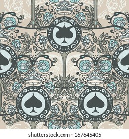 Royal seamless background with ornament in orient/medieval style, vector illustration