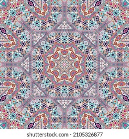 Ornamento real sin fisuras de la estructura de formas simples de geometría. Diseño oriental gráfico. Impresión de empaque. Geometría de elementos pequeños. Patrón de collage de vectores.