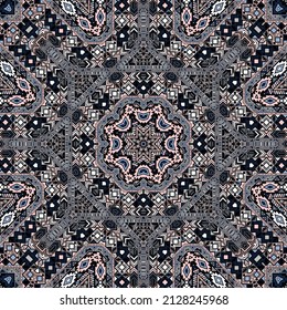 Royal seamless pattern with geometric elements structure. Graphic muslim motif. Packaging print. Small elements geometry. Vector scrapbook ornament.