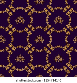 Royal seamless pattern on purple background