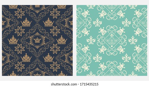 Royal seamless pattern. Samples for textiles, fabrics and interior design. Vector art.
