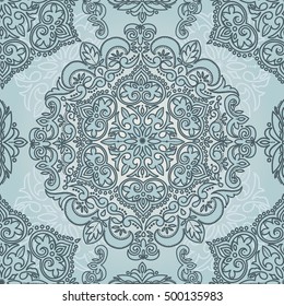 Royal seamless pattern in victorian style, winter palette, vector illustration