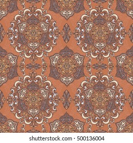 Royal seamless pattern in victorian style, potter clay palette, vector illustration