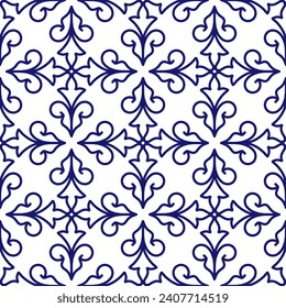 Royal seamless vector pattern. Navy Blue Background on Transparent Background. Ornamental Design. Abstract Geometric Texture with Small Shapes.