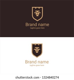 Royal Security Fortification Lion Safety Vector Logo Graphic Design Shield Emblem Symbol Sign Symbol Business Guard Protection King Protect