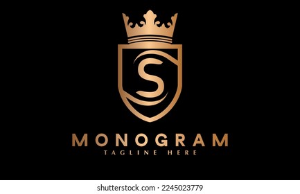 Royal Security-Schild-Logo mit Buchstaben S und Kronen