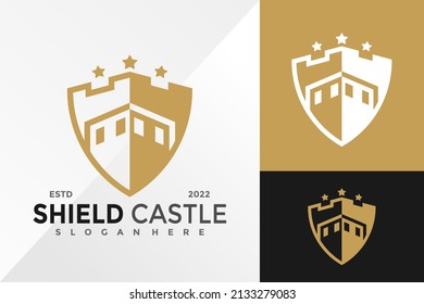 Royal Shield Castle Logo Design Vector illustration template