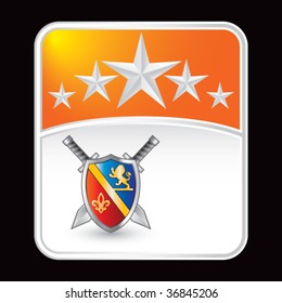 escudo real con cresta y plancha de león color oro
