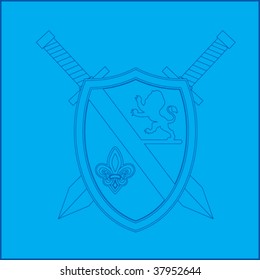 royal shield with crests blueprint