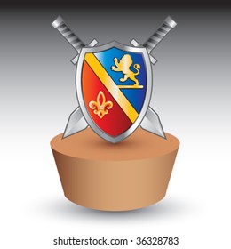 royal shield with crests on patch