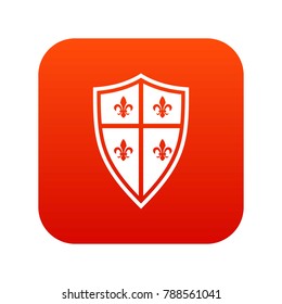 Royal shield icon digital red for any design isolated on white vector illustration