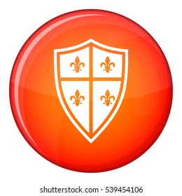 Royal shield icon in red circle isolated on white background vector illustration