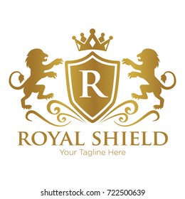 Royal Shield And Lion Logo Vector Template