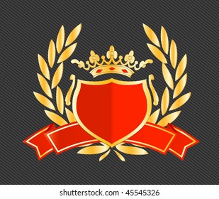 escudo real con cintas y laureles