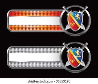 royal shield and sword on specialized banners