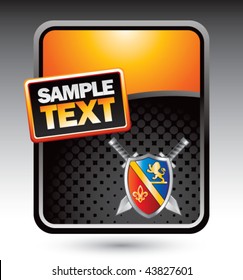 escudo real y espadas de oro de publicidad