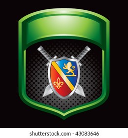 royal shield and swords green display