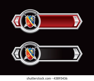 royal shield and swords red and black arrows