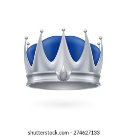Royal silver crown isolated on a white background for design