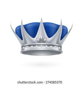 Royal silver crown on a white background