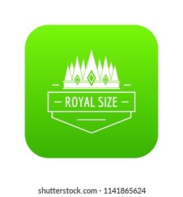 Royal size icon green vector isolated on white background