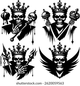 Royal Skull with Crowns and Scepters