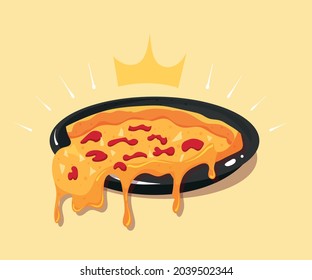 Pieza real de pizza con estiramiento de queso cartoon ilustración del icono vectorial. Icono de objeto de alimento aislado.