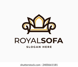Royal sofa furniture elegant interior room couch comfortable living simple vector logo design