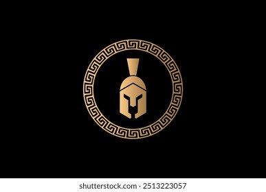 Royal spartan com círculo, logotipo, mascote, personagem - Modelo de logotipo de levantamento de peso	