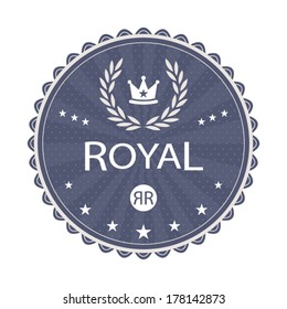 Royal stamp concept design blue style crown and wreath element illustration